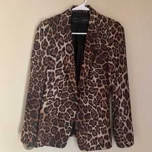 Zara Leopard Print Blazer Jacket Sz XS